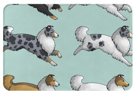 GRatka Fußmatte für den Außenbereich, rutschfeste Fußmatten für den Innenbereich, Teppichunterlage für die Außenterrasse 40 x 60 cm, Motiv: Running Rough Collie Dog