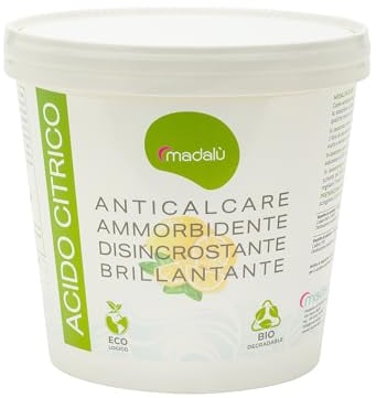 Acido Citrico 1 kg, Ammorbidente, Anticalcare, Brillantante, Puro e Versatile, Per pulizie naturali ed sostenibili