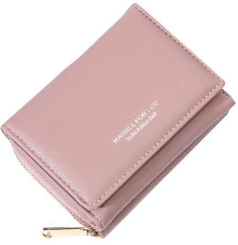 HAIWILL Geldbeutel Damen Klein PU Leder, Portmonee mit Münzfach und 7 Kartenfächern, Gross Kapazität Kleines Portemonnaie Viele Fächer (Amethyst)