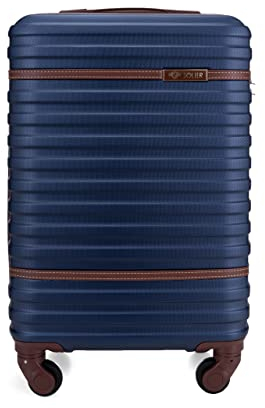 Solier Kabinenkoffer Kabinengepäck Reisekoffer – Koffer mit 4 Rollen – Airline-kompatibel – Rollkoffer mit Zahlenschloss – Reisetrolley ABS 33L (Marineblau, S)