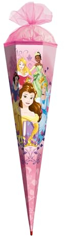 ROTH Schultüte groß Disney Princess 85 cm - 6-eckig, Tüllverschluss, ROT(H)-Spitze - Zuckertüte Disney Princess Schulanfang