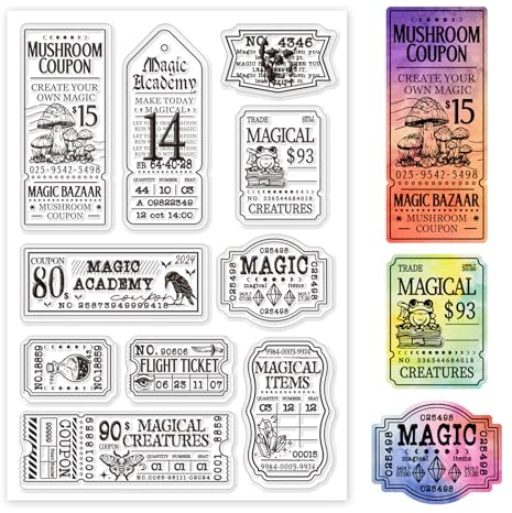 GLOBLELAND Retro Reiseunterlagen Transparente Stempel für Scrapbooking Fahrkarten Quittungen Klare Stamps Magisc Etiketten Eintrittskarten Silikonstempel Für Kartengestaltung DIY Prägung Journaling