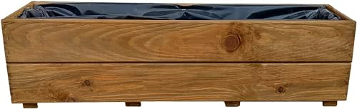 Jardinera FKL de Madera Jardinera Cubo Caja Jardín Terraza Completamente montada D27 (Teca, 90 cm)
