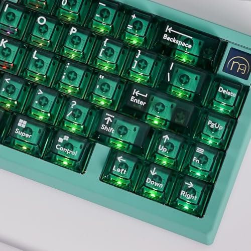 mintcaps Crystal Clear Keyboard Keycaps Transparent PC Cherry Profile Green Keycap Set 114 Keys Shine Through Key Cap for Cherry Gateron Mx Switches Mechanical Keyboard