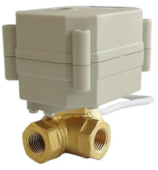 PKHDLYEU Motorisierte Ventile 1/4 '' (DN8) AC/DC9-24V 3-Wege-T/L-Bohrung, horizontales Abschalt-Rückschlagventil aus Messing mit Anzeige, kann Magnetventil ersetzen(L Bore,CR202 Wiring)