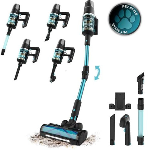 Cecotec Aspiradora Escoba sin Cable Conga Rockstar 9500 Lunar Pet Flex. 750W, Potencia de Succión 300 AW, Autonomía 90mins, Cepillo Hairless, 4 Modos: Eco, Medio, High, Auto