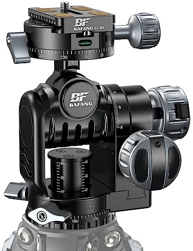 BF BAFANG Geared Tripod Head, Gear Tilter with 1/4 Inch Quick Release Plate, Tripod Head 360° Rotatable Gear Head for Professional Photography, Maximum Load 5 kg/11 lb