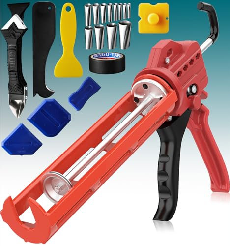TRUXXON Upgrade Dripless Caulking Gun & Caulk Remover Tool - Effortless High Thrust, Durable Grout Remover Kit, Compatible with 9, 10, 11 oz Cartridges