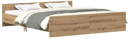 vidaXL Bettgestell ohne Matratze, Bett, Doppelbett, Schlafzimmerbett, Schlafzimmermöbel, Bettrahmen mit Lattenrost, Artisan-Eiche 180x200cm Holzwerkstoff