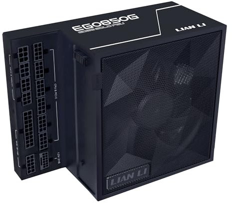 Lian Li Edge Gold 850 fuente de alimentación para PC negro, 850 vatios ATX fuente de alimentación, PCIe 5.1, ATX 3.1 PSU | 80 Plus Gold, modular, kit de cable, 12VHPWR para NVIDIA RTX, ventilador