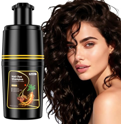 IIIMEIDU Dark Brown Hair dye Shampoo 3 in 1, Natural Hair Color Shampoo for Women Men 100% Grey Coverage