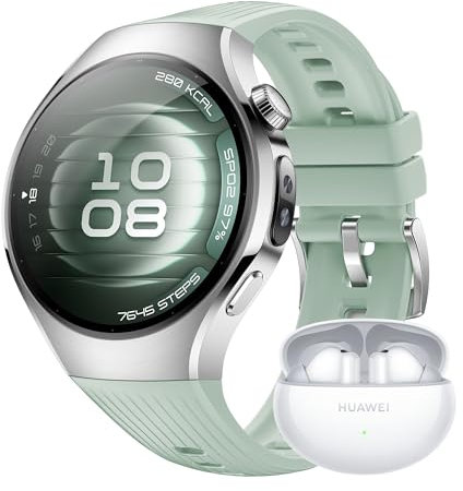 HUAWEI Watch 5, 42mm Smartwatches, + FreeBuds 6i Blanco, Multi-Sensor Revolucionario X-Tap, SpO2 con la Yema del Dedo, Health Glance, ECG, HRV, eSIM, Verde