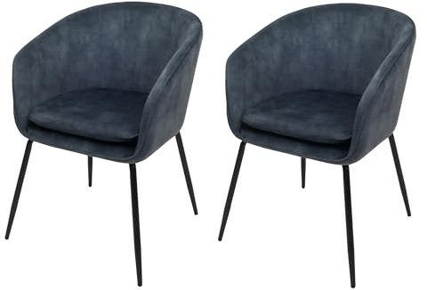 2er-Set Esszimmerstuhl HWC-O28, Küchenstuhl Polsterstuhl Stuhl, Stoff/Textil (340g/m²) Metall - blau