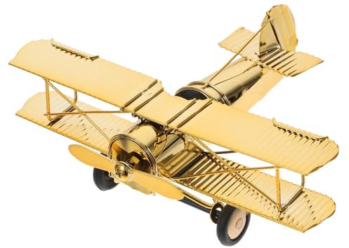 ERINGOGO Flugzeugmodell Ornament Vintage -Flugzeugmodell Flugzeugspielzeug Vintage-Flugzeug- Modellflugzeugständer Modellbausatz aus Metall -Flugzeug Metallmodell Eisen Golden