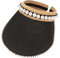 2025 - Chapeaux à visière de paille pour femmes, pliable à large bord, chapeau de queue de cheval enroulable, chapeau de protection solaire élégant, Noir , taille unique