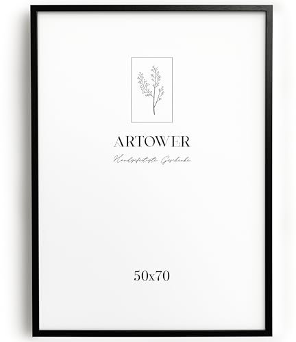 Artower® Bilderrahmen für 50 x 70 cm Schwarz Holz Dünner Rahmen | Posterrahmen Groß Collage | Picture Frame Black Wood 50x70cm | Holzrahmen Holz-Bilderrahmen | Holzbilderrahmen Poster Echtholz