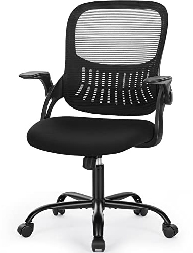 Sweetcrispy Bürostuhl mit Verstellbaren Armlehnen, Ergonomischer Schreibtischstuhl mit Lendenwirbelstütze, Höhenverstellbar, 360° Drehstuhl Gepolstertem Sitzkissen für das Büro Arbeitszimmer