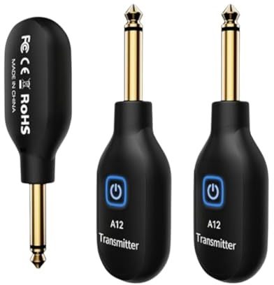 Aboiled 2.4G Wireless Guitar System 2.4G Wireless Guitar Transmitter Receiver 24-Bit 48KHz Real-Time Transmission 100ft Range for Electric Guitar & (2TX+1RX)