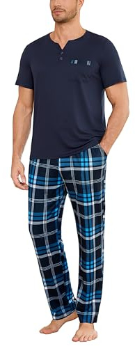 Bresdk Pyjama Homme Long Coton Ensemble Pyjama Courtes Carreaux