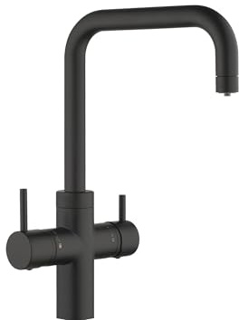 SCHOCK|Miscelatore Cucina Aquapura 5 Vie, Rubinetto Per Acqua Filtrata. Doppio Comando per Acqua Filtrata naturale ambiente, naturale fredda e frizzante fredda, Nero opaco, Made In Italy