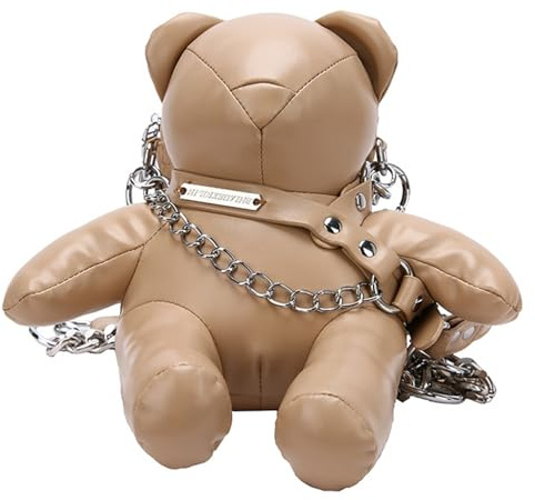 XAGMODSHN Modische kleine Umhängetasche aus PU Leder mit weichem Innenfutter, niedliche Bärenform, Handy Geldbörse, Handtasche, künstlerische Bären PU Handytasche