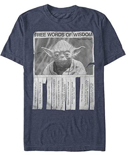 Star Wars Unisex Adult Words of Wisdom T-Shirt T Shirt, Premium Navy Heather, X-Large US