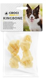 King Bone Croci - Weiße geknotete Knochen, Kaubelohnungssnack für Hunde aus natürlichem Rindsleder, Zahnstäbchen zur Zahnreinigung, 7,5 cm - 2 STK