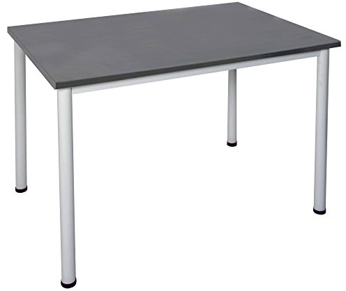 Dila GmbH Schreibtisch Verschiedene Größen und Farben, Konferenztisch graues Metallgestell, Stabiler Besprechungstisch, Bürotisch hauseigene Fertigung (B: 160 cm x T: 80 cm, Anthrazit)