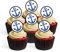 Blue Anchor Edible Cupcake Toppers – 4cm/1.5 Inch Precut Round Nautical Cake Decorations for Sailor, Navy & Coastal Party Themes (Pack of 24)