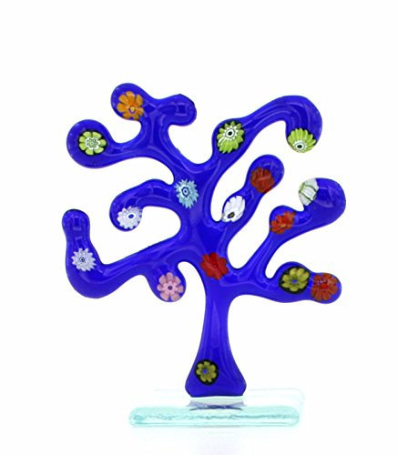 Bonboniere Baum des Lebens Höhe 22 cm Klimt Bluino Murrine Murano Glas Made in Italy