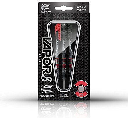 TARGET Vapor 8 Black Steeldart 25g Tungsten, inkl. Satz Empire®™ Flights (25g rot)