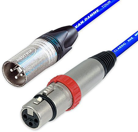 Switched Neutrik XLR to XLR Cables. Van Damme Balanced Cable. NC3FXS Mic Leads (20m, Blue)