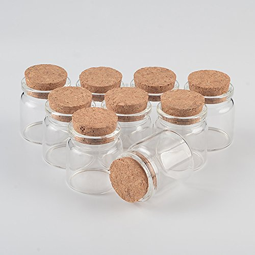 12pcs Fiole En Verre Transparent avec Bouchon Liège,Mignon Mini Bocaux en Verre, Capacité 20ml, Diamètre Extérieur 37 mm (12, 20ml)
