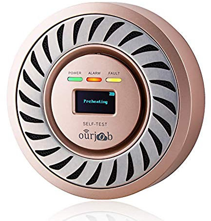 CO Detector Carbon Monoxide Alarm, Electrochemical Sensor CO Alarm, Lithium Rechargeable Battery CO Gas Tester, USB Plug in CO Monitor with OLED Digital Display for Home/Garage/Caravan (Champagne)