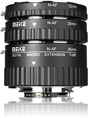 Meike MK-N-AF1-A Lente Macro electrónica con autofoco, extensión con Adaptador para cámaras Nikon DSLR Nikkor AF, AF-S, D, G y VR Lente cámaras de la serieD3100 D3200 D5000 D51000 D5200 D7000 D7100