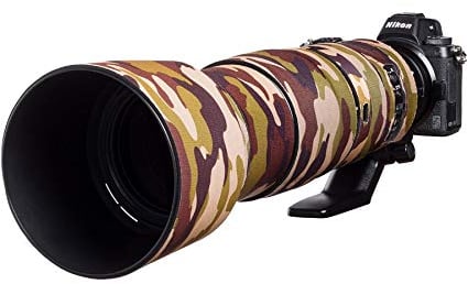 easyCover - Lens Oak - Objektivschutz - Schutz für Ihr Kameraobjektiv - Geeignet für Nikon 200-500mm f/5.6 VR - Braune Camouflage