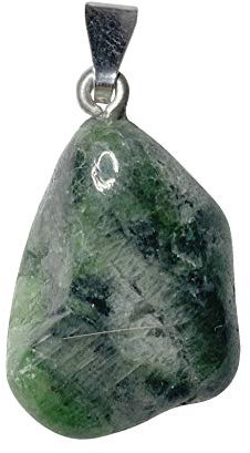 KRIO – 1 x Chromdiopsid Handschmeichler als Anhänger mit Silberöse - Größe M (Chromdiopsid 12)