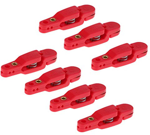 Fenteer 7 pcs Angeln Release Clip Trolling Snap Stacker Einstellbare Schnur Spannung (Rot)