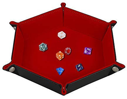 Tablero de Dados de Doble Cara, Cuero de PU Rectangular y Plegable, Titular de Dados de Terciopelo Burdeos para Mazmorras y Dragones Juego de Dados RPG D & D y Otros Juegos de Mesa
