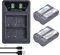 DuraPro Lot de 2 batteries EN-EL3e EN EL3E + chargeur USB double LED intégré avec port de type C de remplacement pour appareils photo reflex numériques Nikon EN-EL3E D50, D70, D70s, D80, D90, D100,