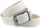 Anthoni Crown Unisex Ledergürtel Gürtel, Weiß, 90