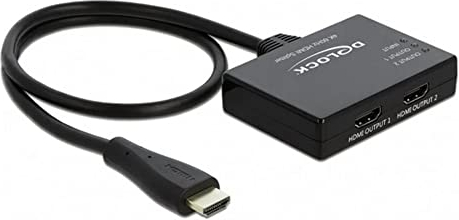 Delock 87747, HDMI Splitter 1 x HDMI in > 2 x HDMI Out 4K 60 Hz (Unterstützt HDR, High Speed HDMI Spezifikation, Übertragung von Audio- und Videosignalen)