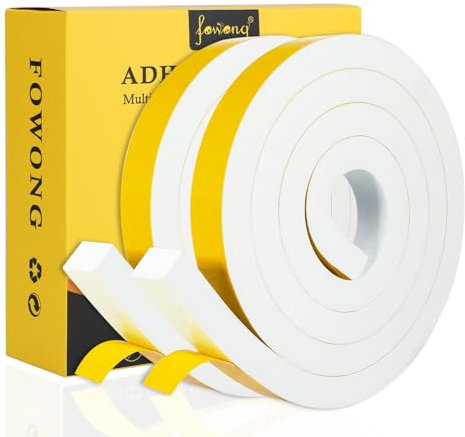 fowong Selbstklebend Schaumstoffband 25mm(B) x20mm(D)/4m -Abnehmbarer Klebstoff -Türdichtung Dichtungsband kochheld, Moosgummi selbstklebend, Kollision Anti-Rutsch Schalldämmung 2 Rollen je 2m lang