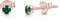 DTPSilver - 925 Sterling Silver Rose Gold plated Round TINY Stud Earrings made with Glittering Crystals from Swarovski® Elements - Diameter: 3 mm - Colour : Green Emerald