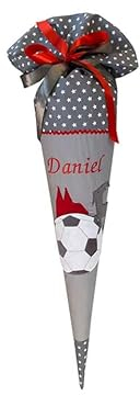 Glückspilz I Schultüte mit Namen personalisiert I 1. FC Köln Hennes Effzeeh I Zuckertüte aus Stoff I Grau (Schultüte + Kissen + Rohling)