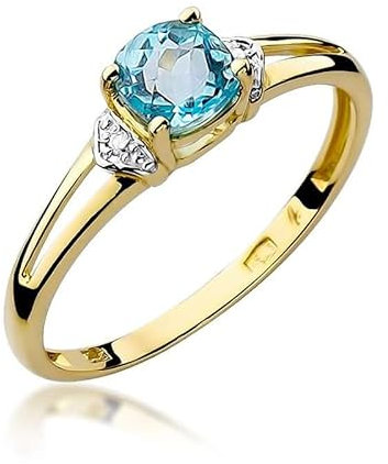 Lumari Gold - Damen Solitär Versprechen Ring Verlobungsring Damen Ring Gold 585 Echtgold 14k Gold mit natürlichem Diamanten Topas Gemstone Gelbgold - Ringe Frauen - Hochwertiges Geschenk