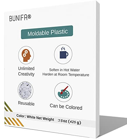 Bunifa Formbarer Kunststoff, 425 ml, thermoplastische Perlen, DIY, Polymorph-Kunststoff, weiß, 425 ml, Handwerk