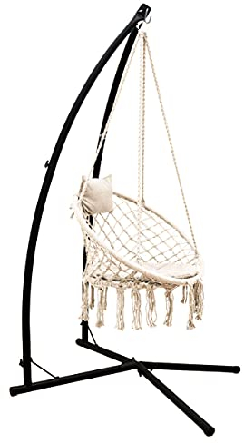 AMANKA Hängestuhlgestell mit Makramee Hängesessel - 215cm Metallgestell - Boho Hängestuhl bis 120kg