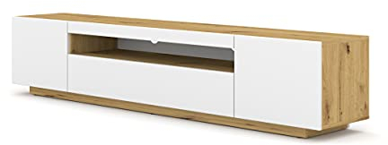 BIM Furniture Aura TV LOWBOARD Schrank 200 cm Hängend oder Stehen universal Unterschrank Fernsehschrank TV Board Sideboard HiFi-Tisch Hängender Schrank (Weiß ohne LED)