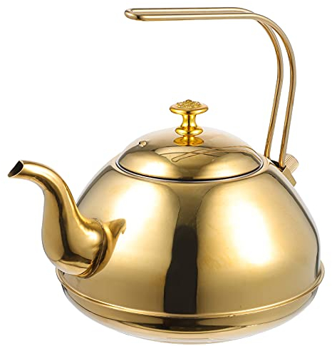 DOITOOL Stove Top Whistling Tea Kettle Stainless Steel Teakettle Teapot with Handle and Infuser Loud Whistle and Anti- Rust 1. 5L Gold
